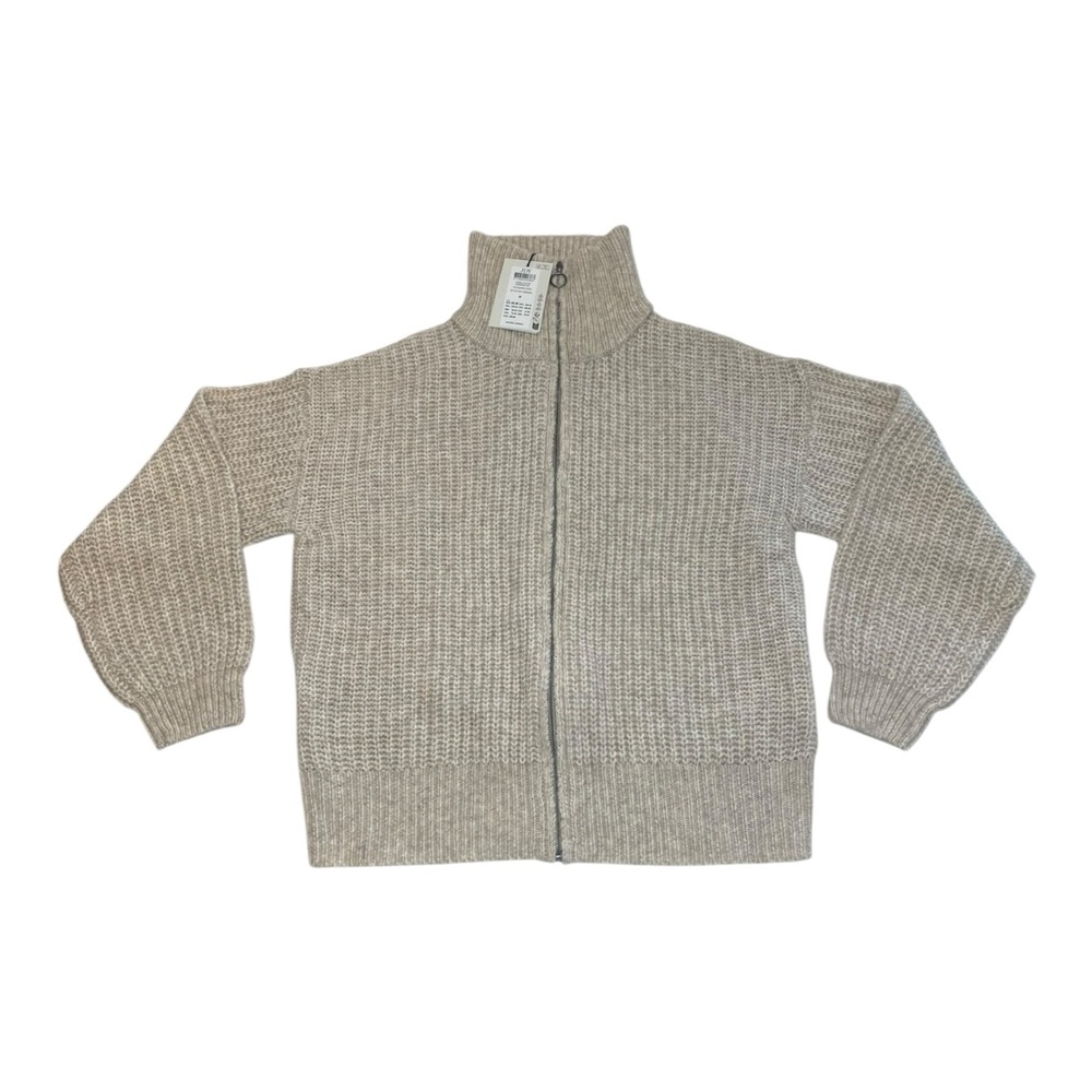 NEW JDY Women’s Cardigan knit Long Sleeve Zip Ribbed Beige Size Medium